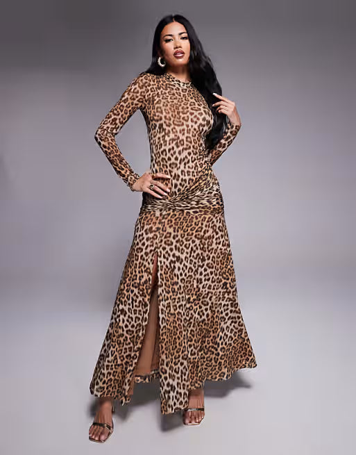 Mesh Long-Sleeve Dress