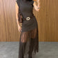 Elegant Lace Belt Dress