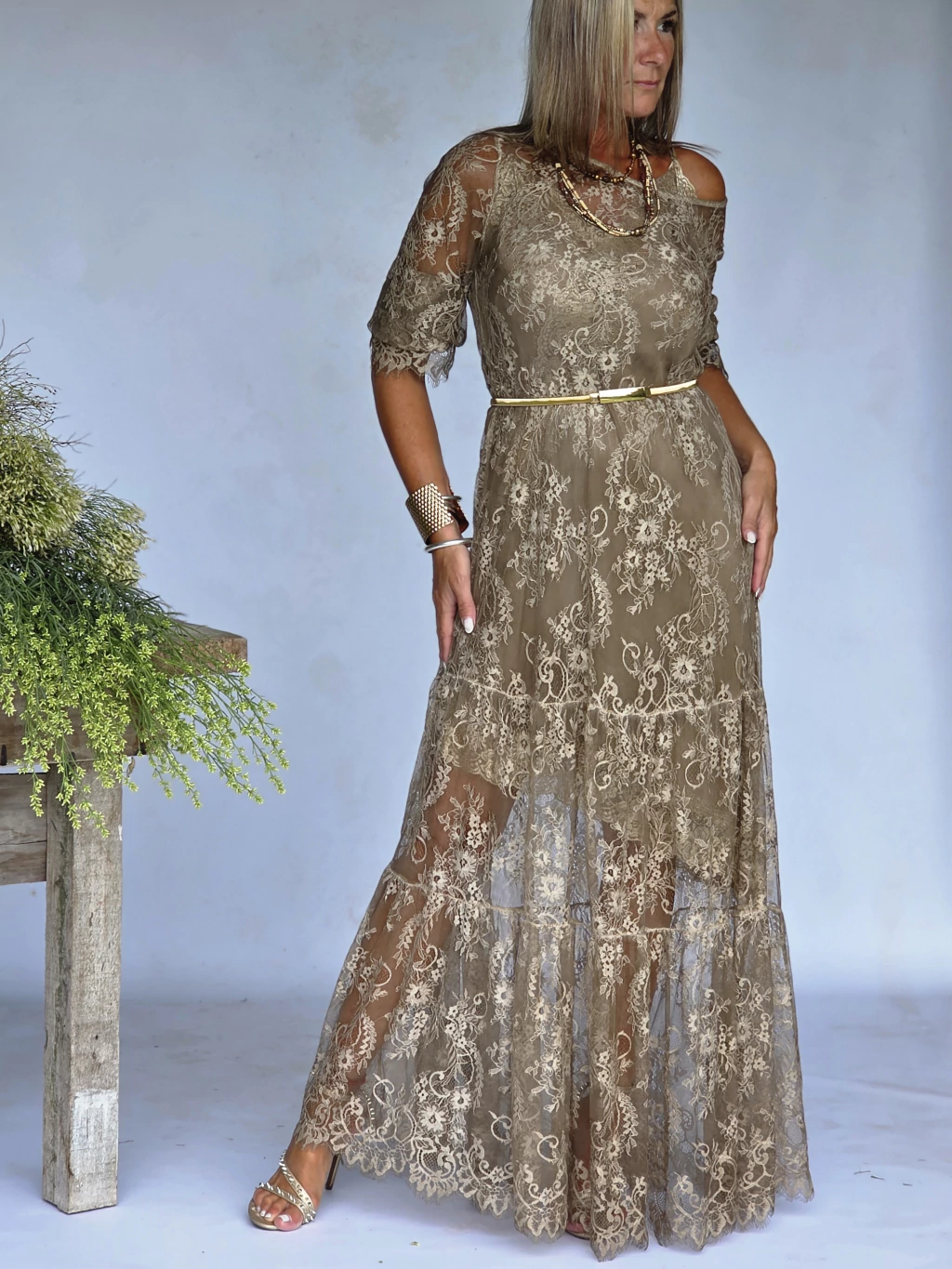 Elegant Lace Two-Piece Dress Set