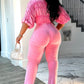Bubble Plisse & Panelled Wide Leg Set