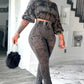 Bubble Plisse & Panelled Wide Leg Set