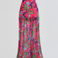Side Slit Printed Sheer Strapless Dress