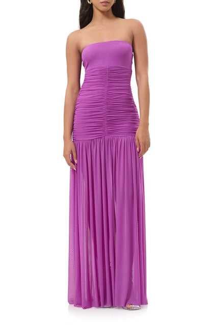 Elegant Ruched Strapless Maxi Dress