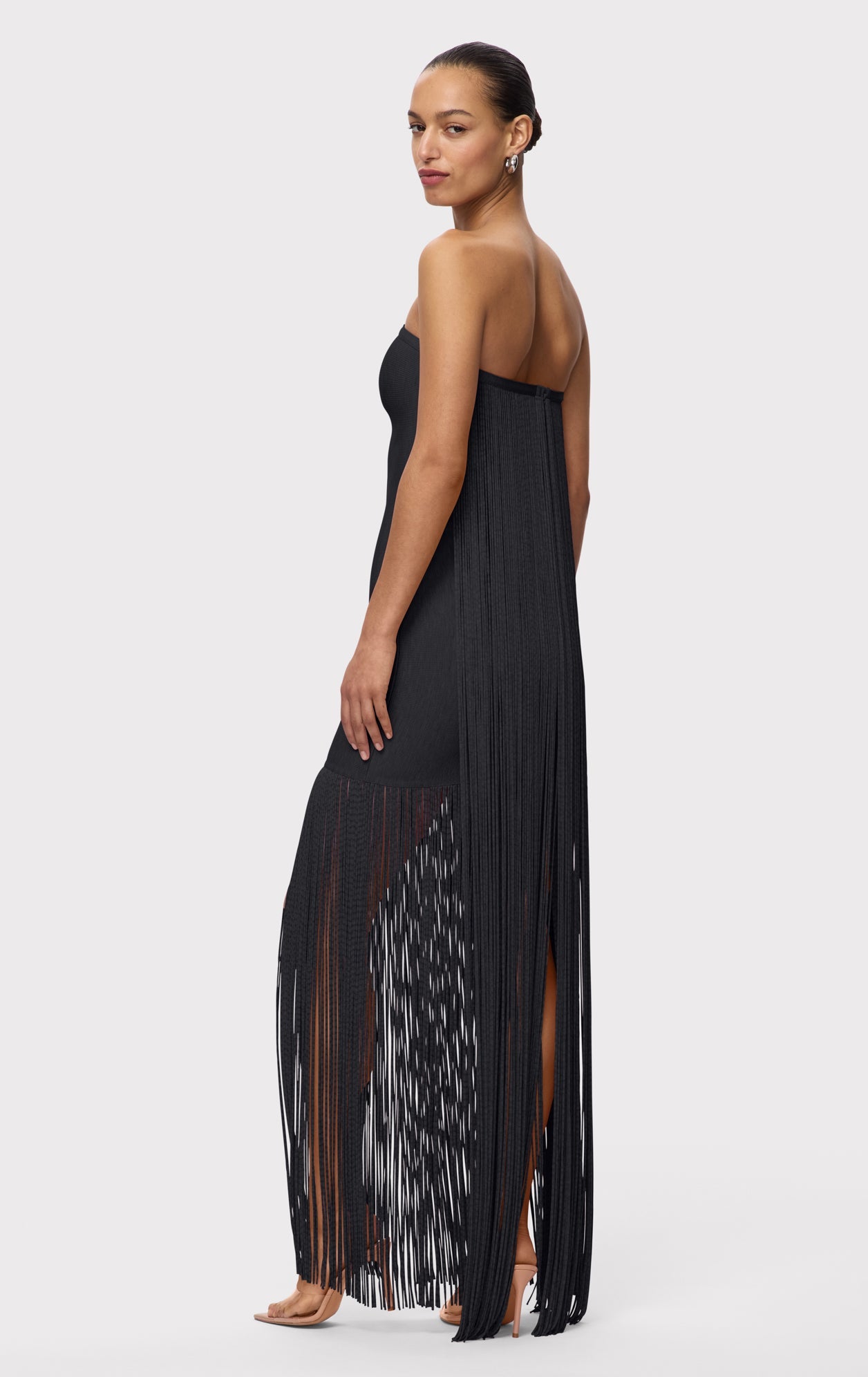 Strapless Fringe Maxi Dress