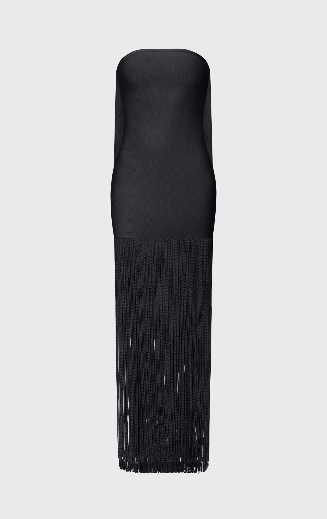 Strapless Fringe Maxi Dress