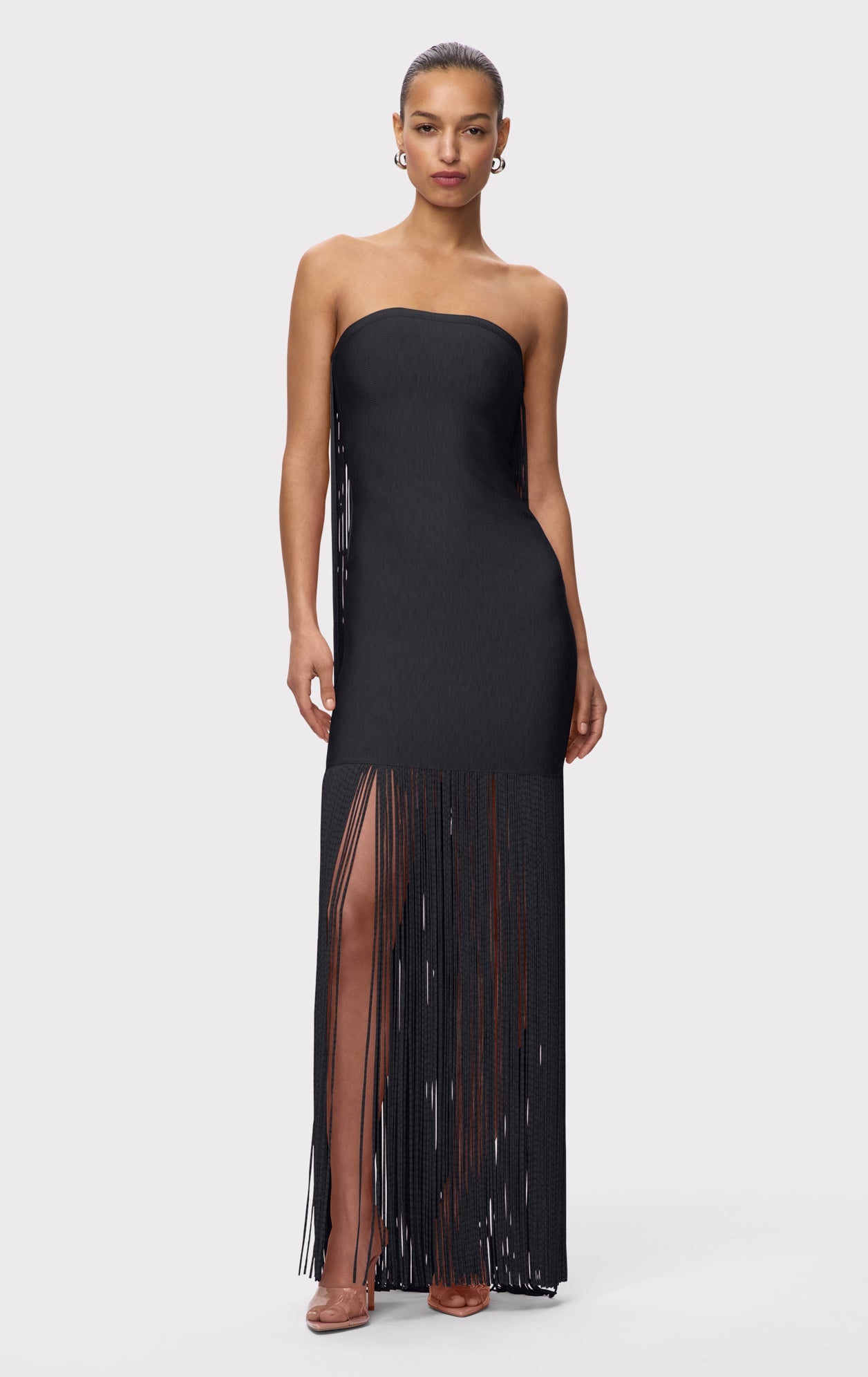 Strapless Fringe Maxi Dress