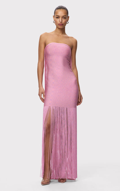 Strapless Fringe Maxi Dress
