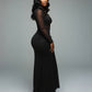 Mesh Panel Wrap Front Maxi Dress