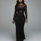 Mesh Panel Wrap Front Maxi Dress