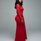 Mesh Panel Wrap Front Maxi Dress