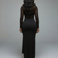 Mesh Panel Wrap Front Maxi Dress