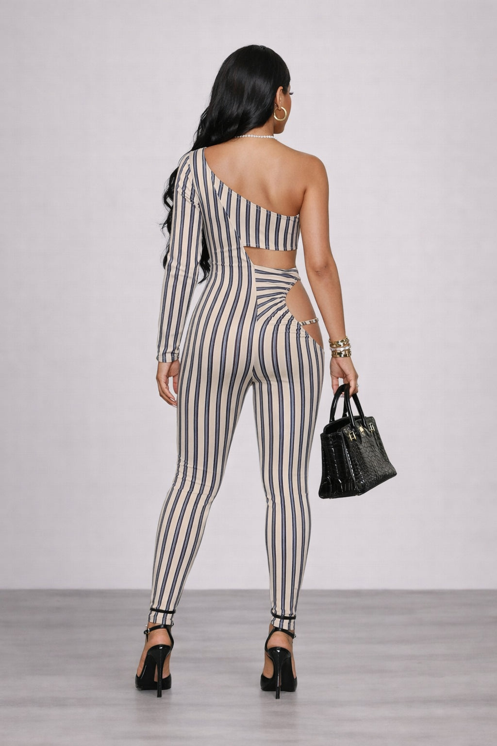 Striped Sculpt Jumpsuit