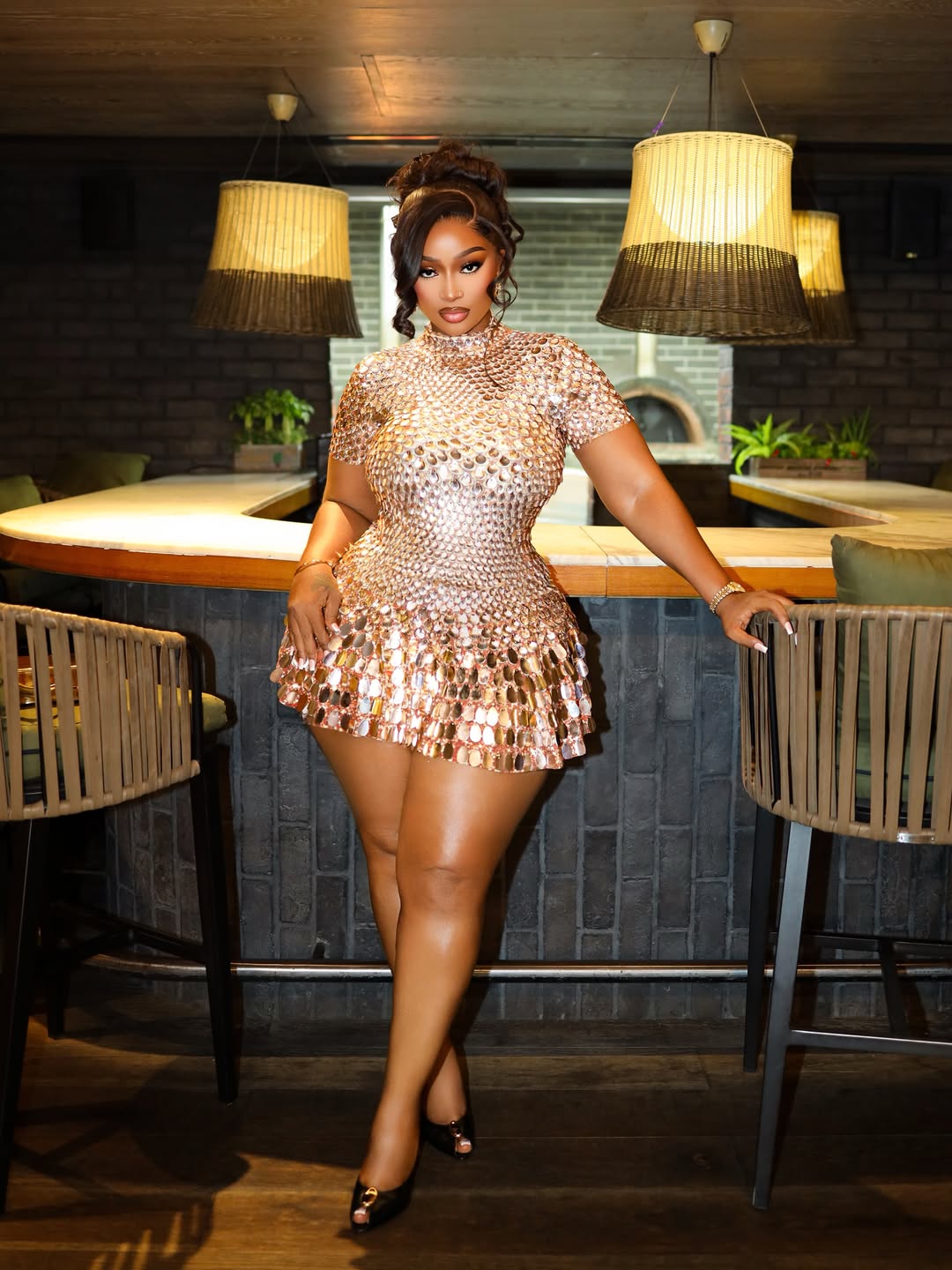 Shimmer Sequin Flounce Hem Mini Dress