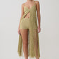 V-Neck Strappy Crochet Maxi Dress