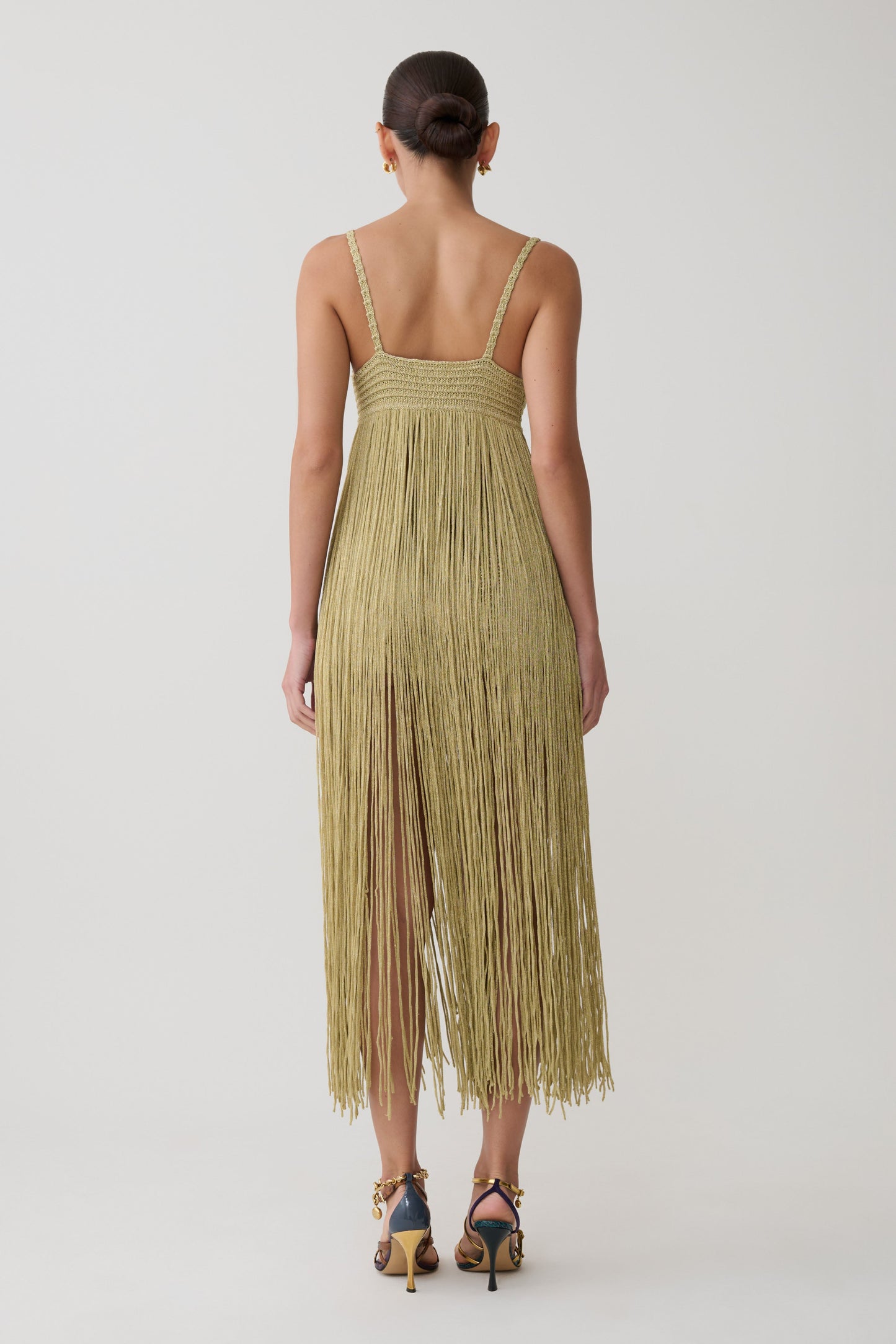 V-Neck Strappy Crochet Maxi Dress