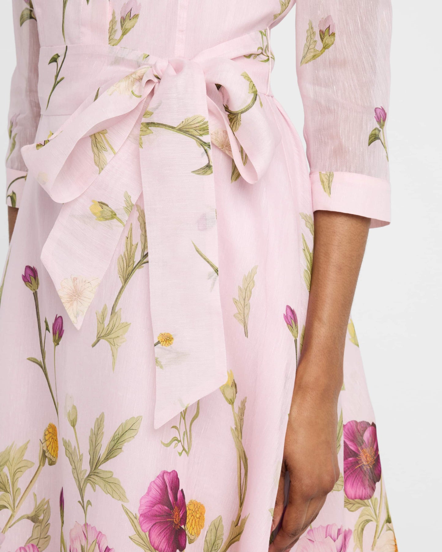 Floral-Print Silk Blend Midi Shirtdress