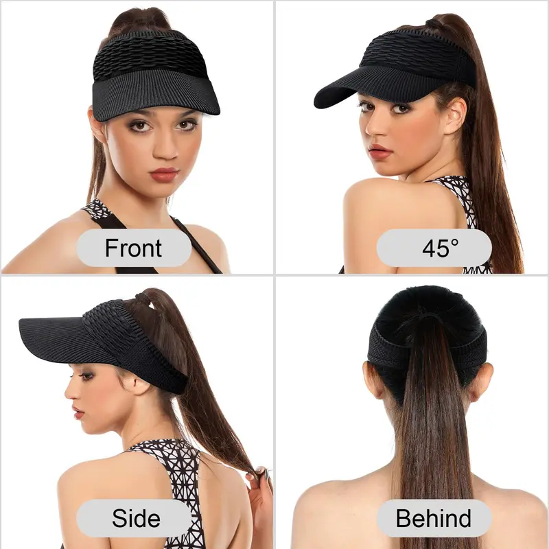 2Pcs Women's High Ponytail Sun Visor Hat