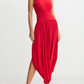 Sleeveless Feminine Ruched Asymmetrical Hem Dress