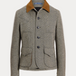 Suede-Trim Herringbone Jacket