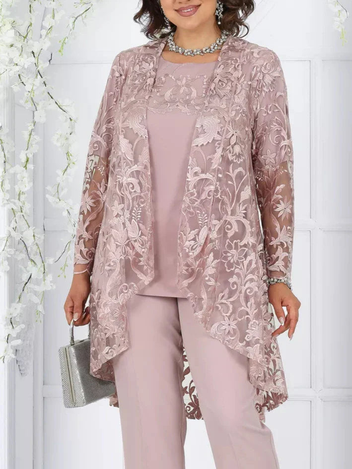 Elegant Cardigan Chiffon Three Piece Set