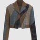 Plaid Print Patchwork Cropped Blazer