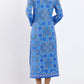 Elegant V-neck Printed Midi Dress