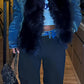 Faux Fur Cinched Denim Jacket
