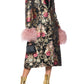 Detachable Faux Fur Patchwork Floral Print Coat