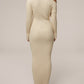 Asymmetric Neck Acrylic Accent Knitted Maxi Dress
