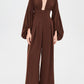Deep V Neck Bubble Sleeve Jumpsuit