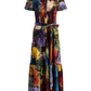 Floral Print Short Sleeve Belted Tiered Dress