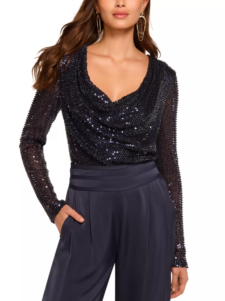 Leon Beaded Cowlneck Top