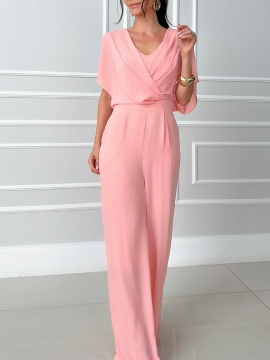 Elegant V-Neck Chiffon Jumpsuit