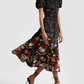 Midnight Garden Puff Sleeve Belted Midi Shirt Dress