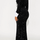 Velvet Sequin Black And White Contrast Dress