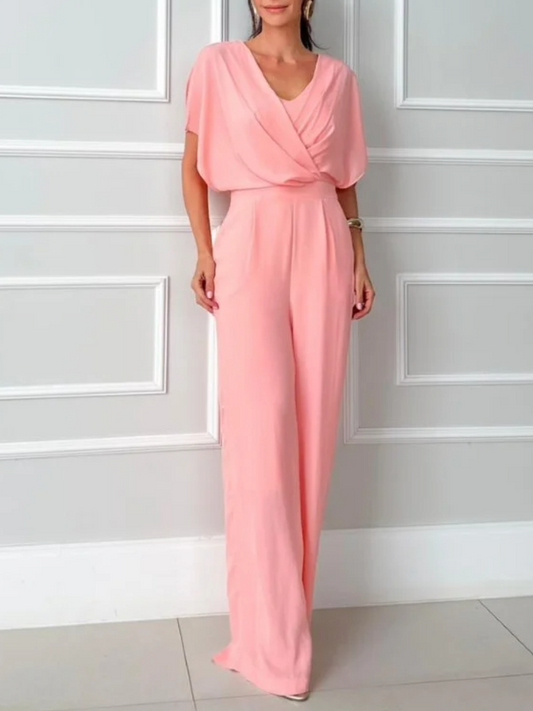 Elegant V-Neck Chiffon Jumpsuit