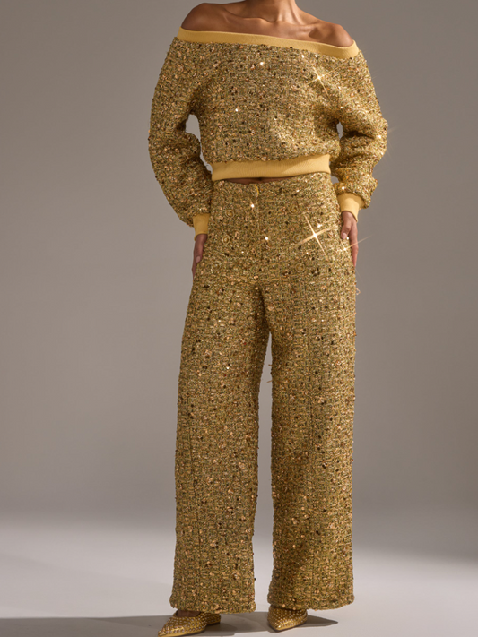 Metallic Knit Shoulder Suit