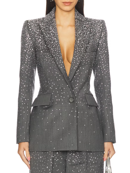 Crystal Embellished Fitted Blazer & Trousers
