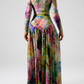 Vibrant Tie-Dye Spiral Print Long Sleeve Maxi Dress