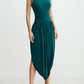 Sleeveless Feminine Ruched Asymmetrical Hem Dress