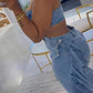 Fashion Cut-out Fringed Denim Jumpsuit