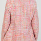 Elegant Pearl Button Woven Tweed Blazer