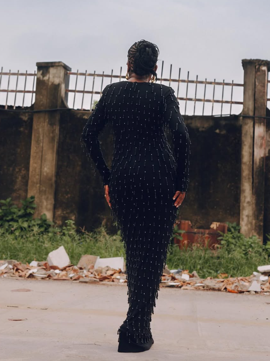 Slim-Fit Dress With Beaded Pendant