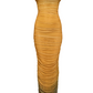 Lined Mesh Ruched Dress