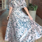 Elegant Teal & Gold Jacquard Button Down Maxi Dress