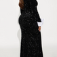 Velvet Sequin Black And White Contrast Dress