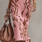 Leopard Print Pink Sleeveless Turtleneck Knit Dress