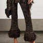 Asymmetric feather sequin set