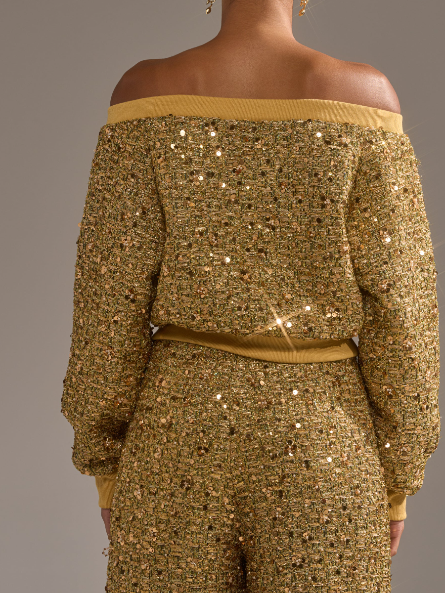 Metallic Knit Shoulder Suit