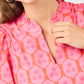 Charm Pink Flutter Sleeves Ruffle Neckline Dress